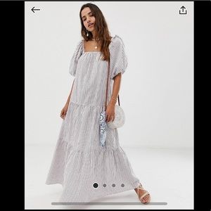 NWOT ASOS DESIGN tiered maxi with puff sleeve